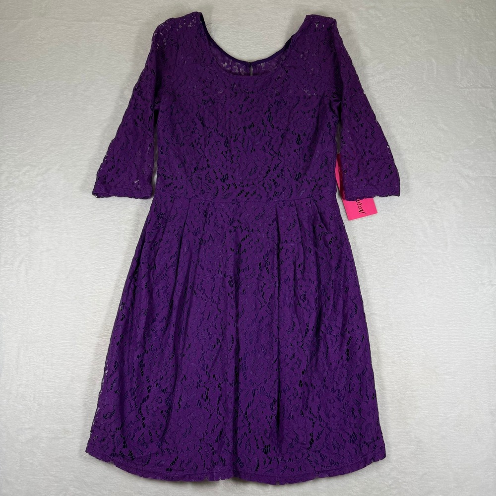 Betsey‎ Johnson Plum Purple Floral Lace Fit and Flare Dress 6 FY02K63P NEW